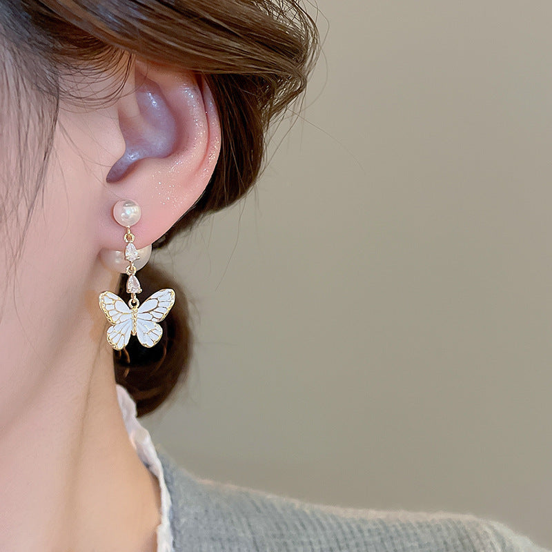 銀針法式復古字母豬鼻子土星珍珠耳環一款兩戴耳釘輕奢高級感耳飾