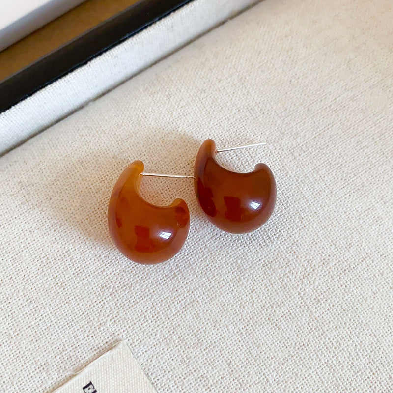 銀針樹脂不規則幾何形鏤空耳環輕奢高級感耳釘復古耳飾設計感小衆