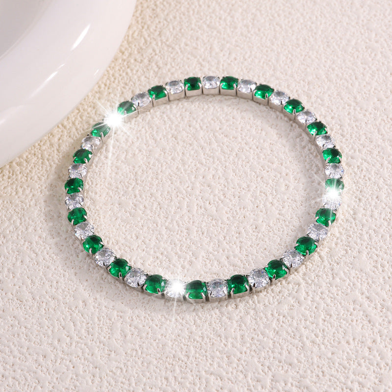 鈦鋼手鐲彈力鑲鑽滿鑽不鏽鋼手鐲女生高級感時尚輕奢不掉色手環