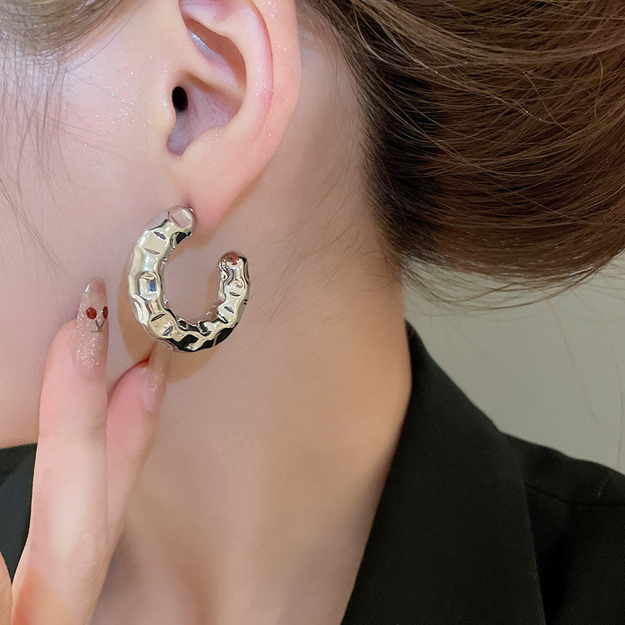 銀針圓圈銀色耳環輕奢高級感耳釘女冷淡風時尚百搭耳飾設計感小衆