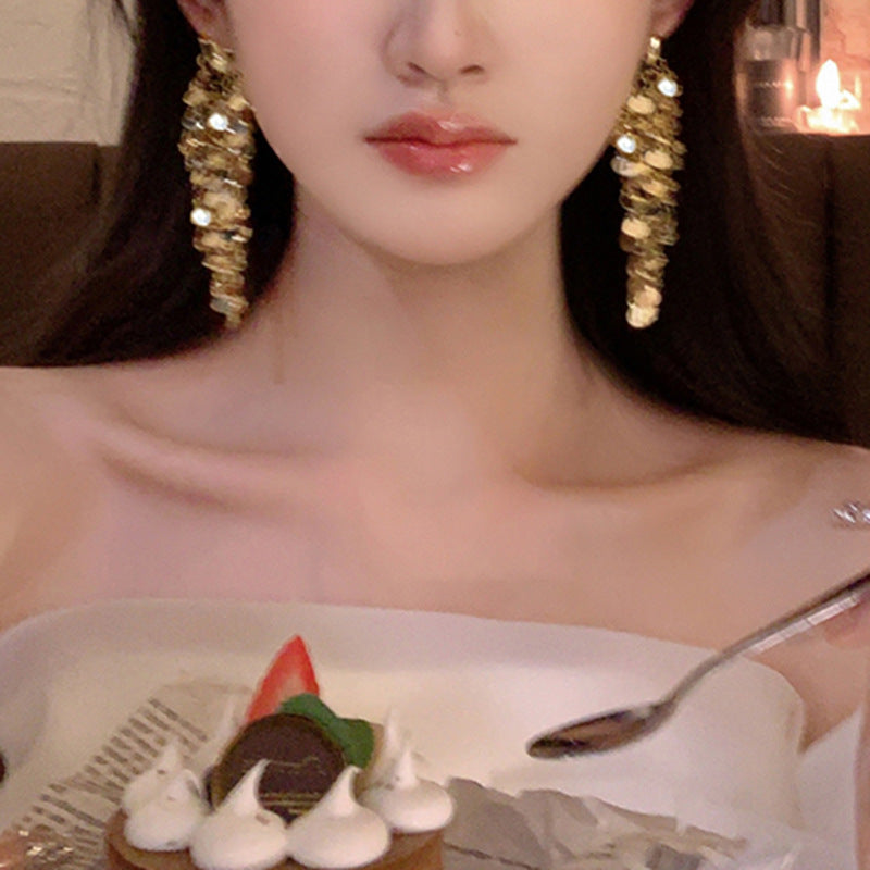 銀針歐美金屬風珍珠蝴蝶花朵流蘇耳釘小衆個性耳環時尚誇張耳飾女