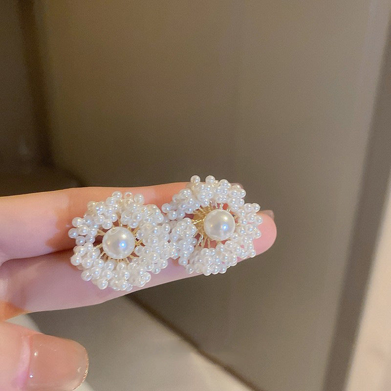 銀針輕奢鋯石花朵蝴蝶珍珠款耳釘氣質耳環高級感秋冬法式復古耳飾