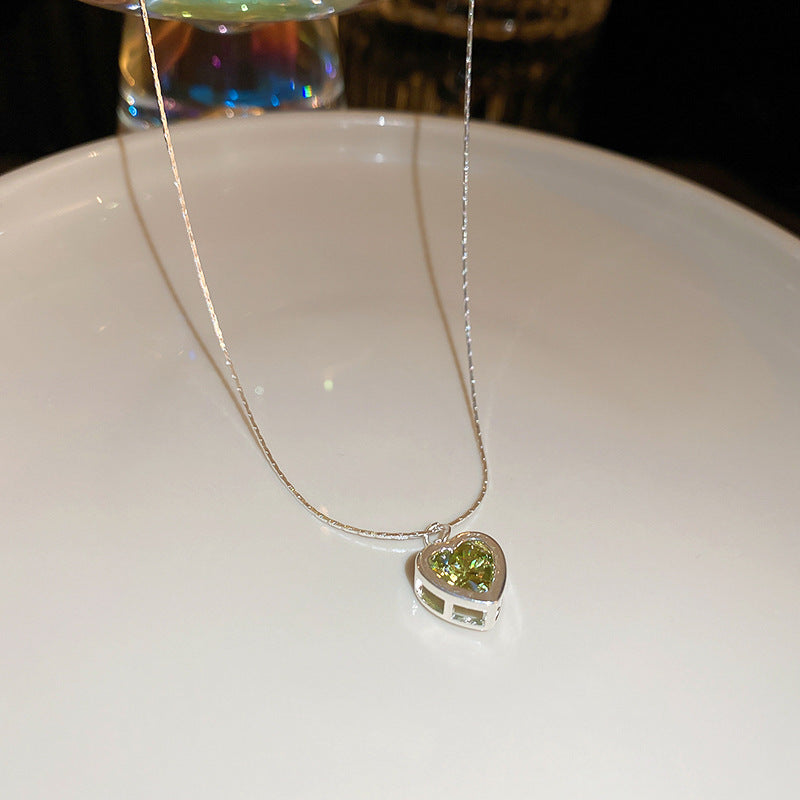 時尚輕奢鋯石蝴蝶結愛心小金磚珍珠項鍊氣質鎖骨鏈高級感新款項飾