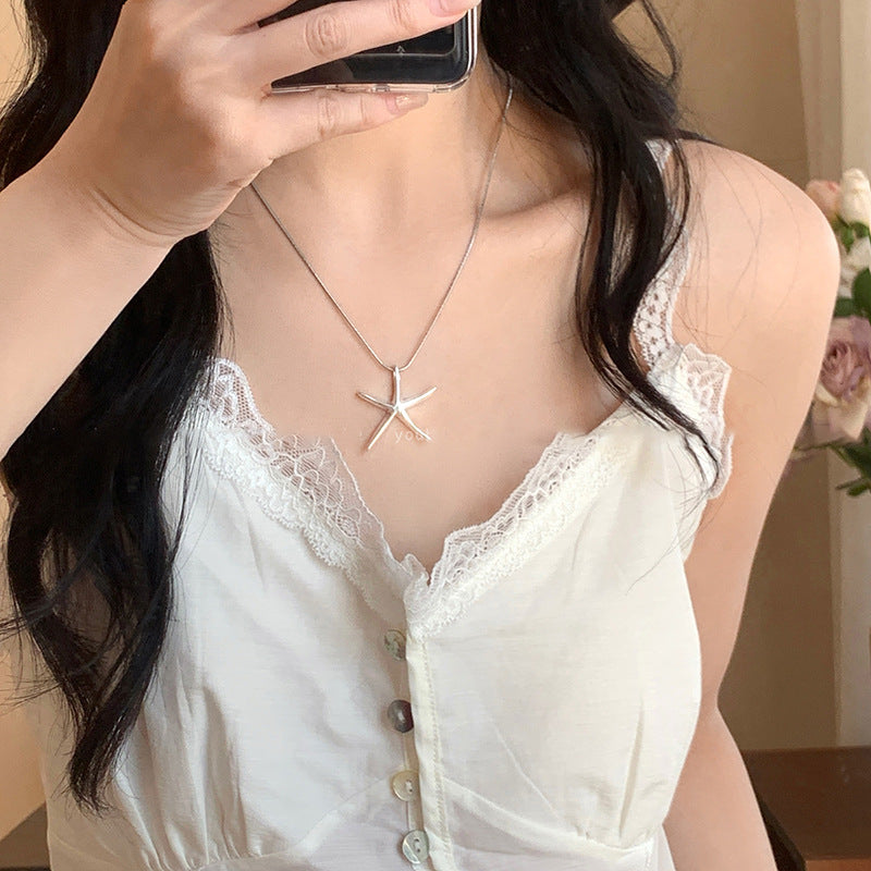 冷淡風亮面海星吊墜項鍊女ins時尚百搭鎖骨鏈簡約高級感項飾品女