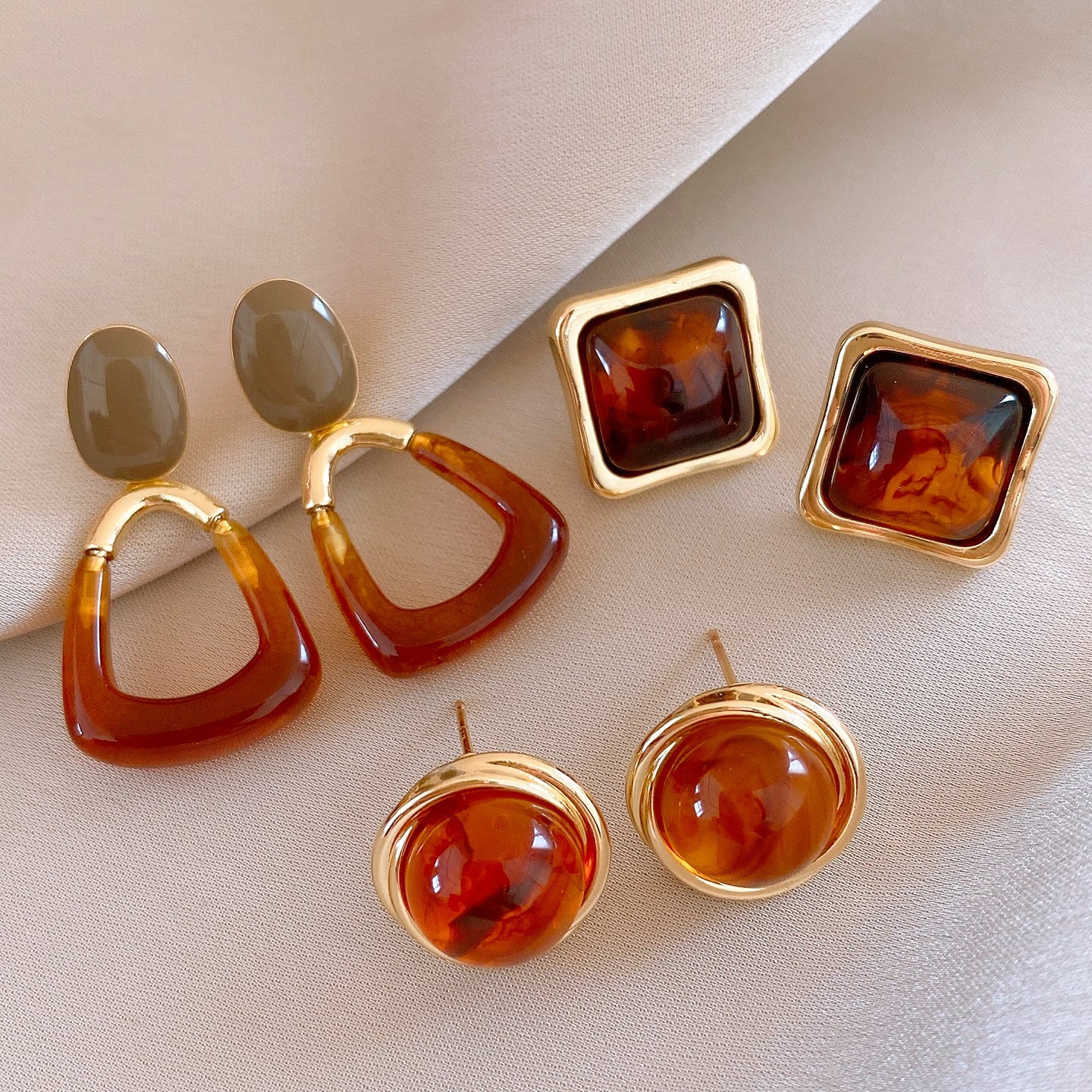 銀針復古美拉德幾何方形耳環輕奢高級感耳釘女時尚耳飾設計感小衆