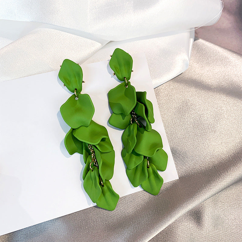 銀針歐美金屬風珍珠蝴蝶花朵流蘇耳釘小衆個性耳環時尚誇張耳飾女