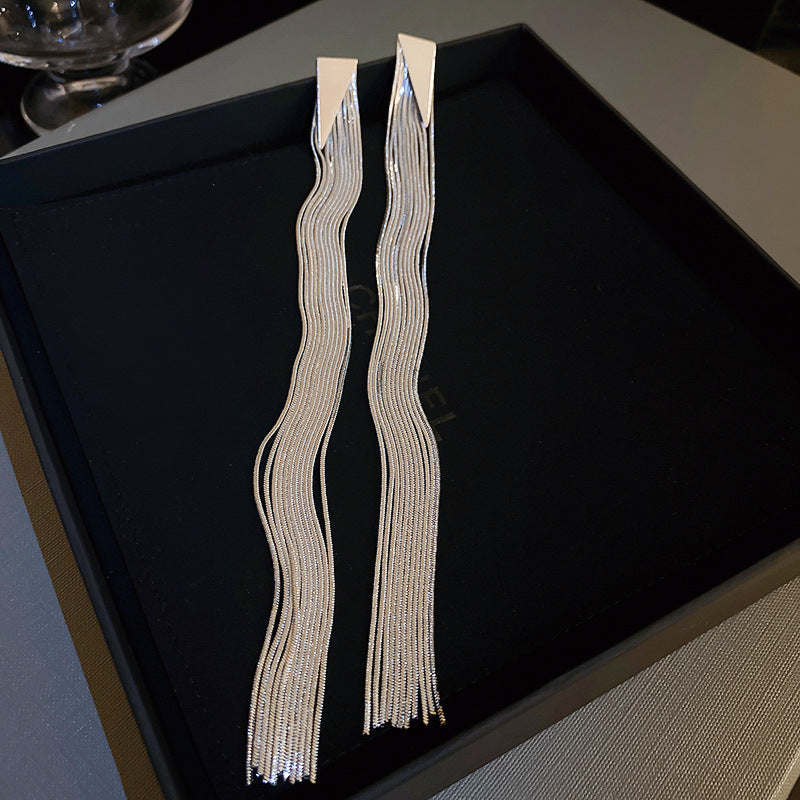 銀針歐美跨境專供花朵珍珠流蘇耳環氣質個性耳釘誇張高級感耳飾女