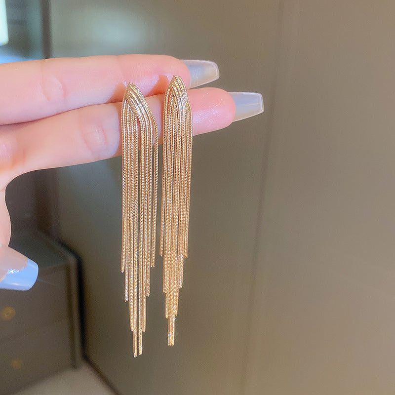 银针欧美跨境花朵几何流苏耳钉时尚金属风耳环轻奢高级感耳饰