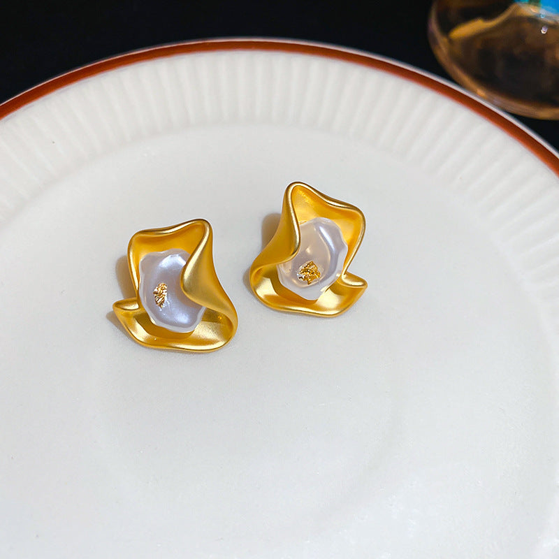 銀針法式復古字母豬鼻子土星珍珠耳環一款兩戴耳釘輕奢高級感耳飾