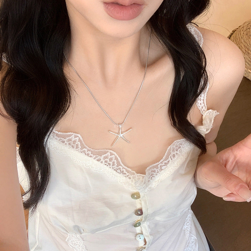 冷淡風亮面海星吊墜項鍊女ins時尚百搭鎖骨鏈簡約高級感項飾品女