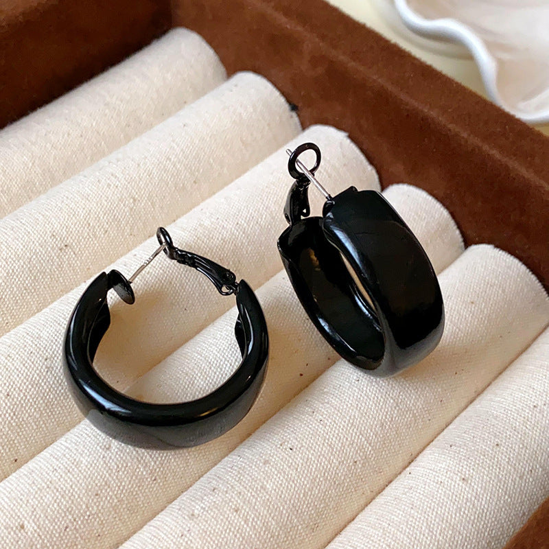 銀針多巴胺彩色耳圈甜美小清新簡約個性耳環設計感小衆歐美耳飾女