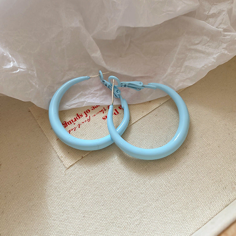 銀針多巴胺彩色耳圈甜美小清新簡約個性耳環設計感小衆歐美耳飾女