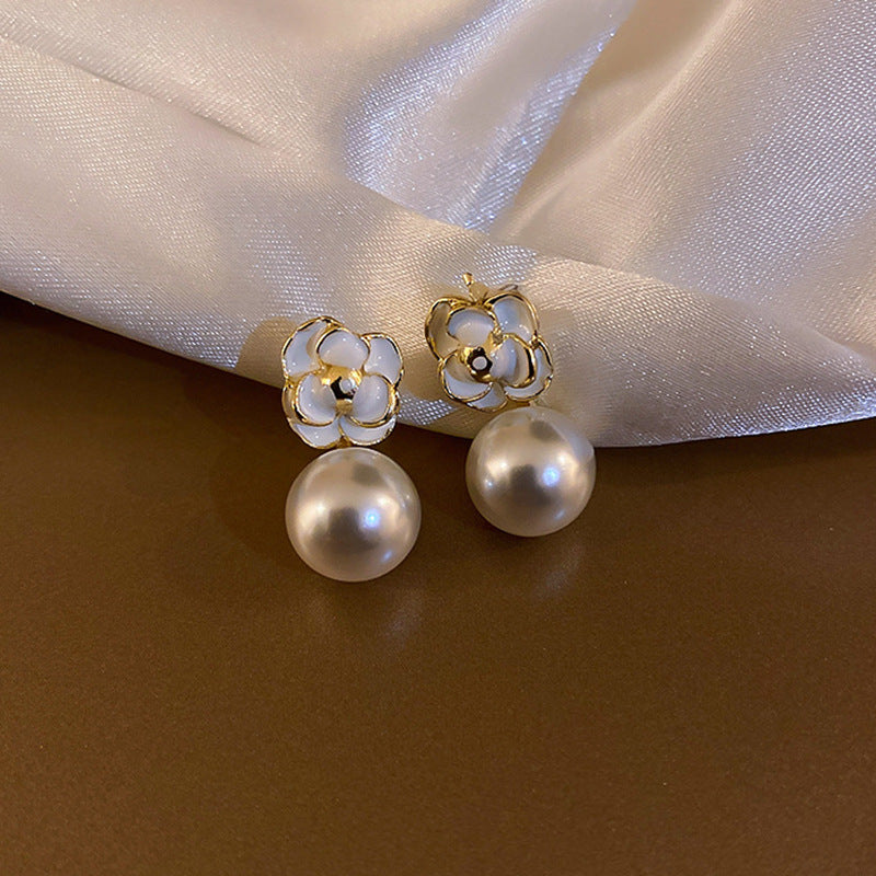 銀針輕奢鋯石花朵蝴蝶珍珠款耳釘氣質耳環高級感秋冬法式復古耳飾