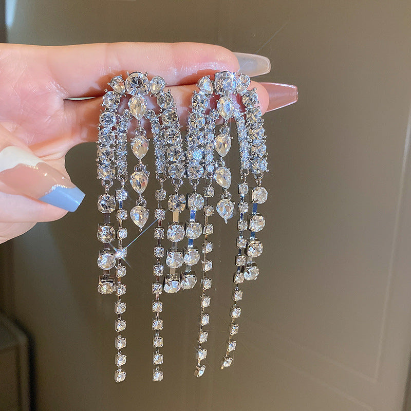 銀針歐美金屬風珍珠蝴蝶花朵流蘇耳釘小衆個性耳環時尚誇張耳飾女