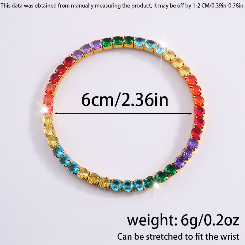 鈦鋼手鐲彈力鑲鑽滿鑽不鏽鋼手鐲女生高級感時尚輕奢不掉色手環