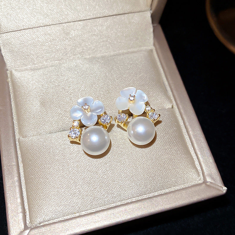 銀針法式復古字母豬鼻子土星珍珠耳環一款兩戴耳釘輕奢高級感耳飾