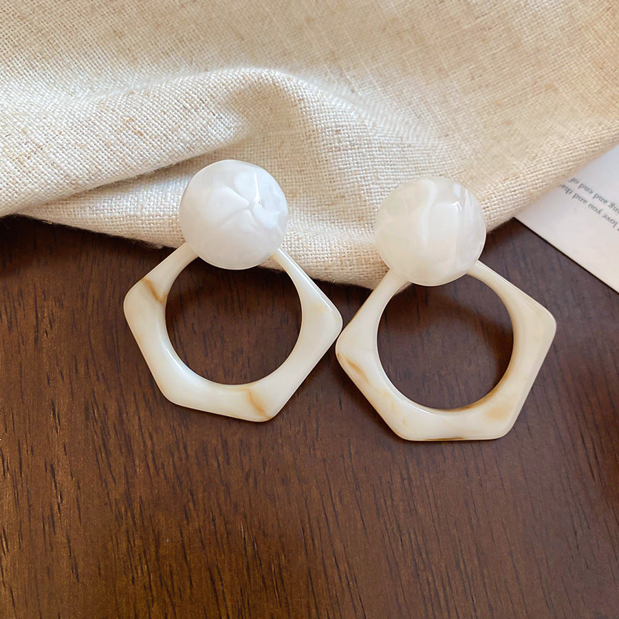 銀針樹脂不規則幾何形鏤空耳環輕奢高級感耳釘復古耳飾設計感小衆