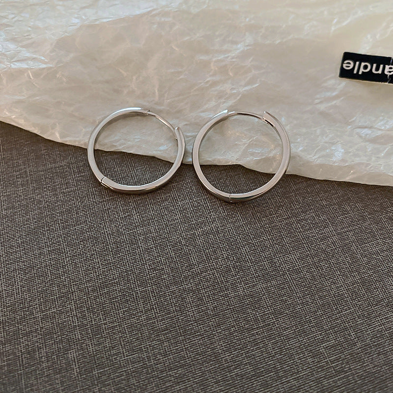 銀針歐美誇張銀色素圈愛心耳環冷淡風時尚耳圈輕奢個性高級感耳飾