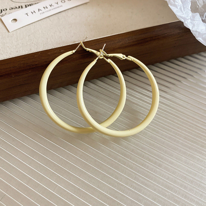 銀針多巴胺彩色耳圈甜美小清新簡約個性耳環設計感小衆歐美耳飾女