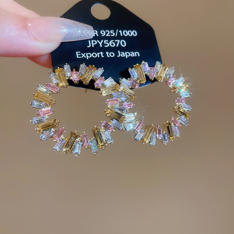 銀針熱銷鑲鑽鋯石水滴蝴蝶流蘇耳環輕奢高級感耳釘耳飾設計感小衆