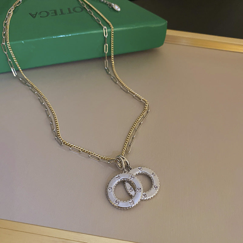 鈦鋼愛心字母拼接鏈條項鍊法式森系名媛鎖骨鏈簡約個性冷淡風項墜