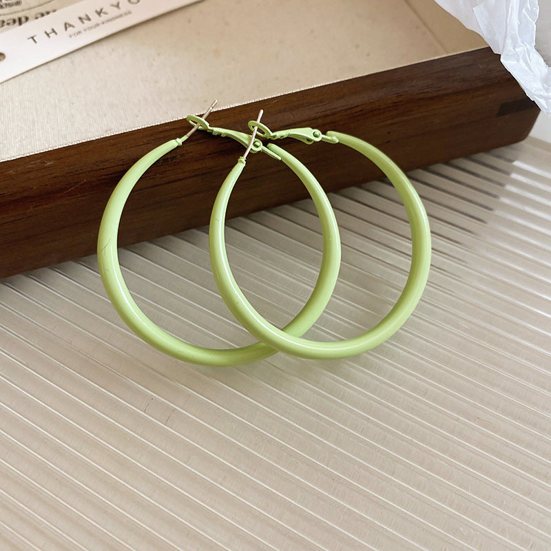 銀針多巴胺彩色耳圈甜美小清新簡約個性耳環設計感小衆歐美耳飾女