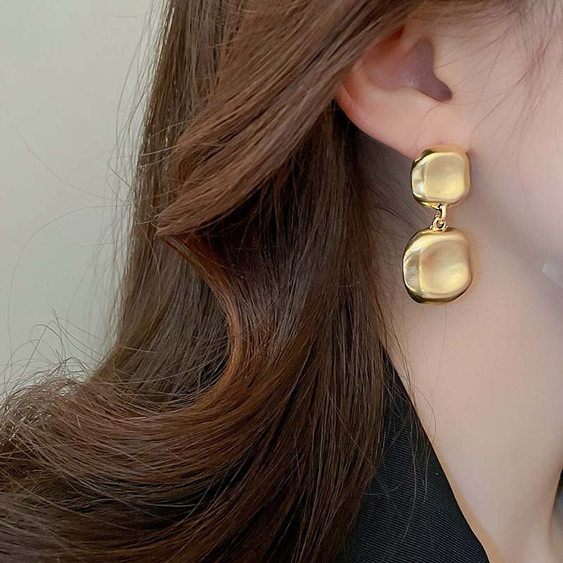 銀針歐美金屬風鏤空花朵魚尾珍珠耳環誇張氣質耳釘重工高級感耳飾