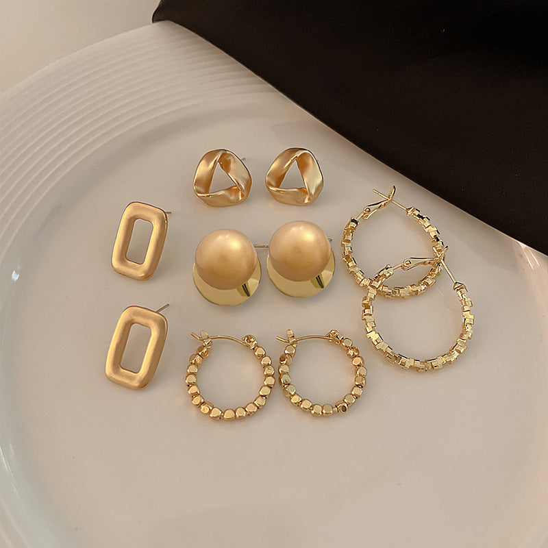 銀針歐美誇張金屬風幾何耳環簡約小衆設計耳釘氣質時尚高級感耳飾