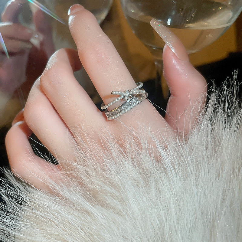 韓國輕奢鋯石圓圈蛇形葫蘆戒指小衆設計感食指戒氣質高級感手飾女