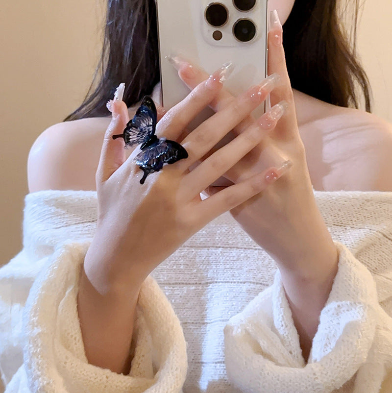 韓國輕奢鋯石圓圈蛇形葫蘆戒指小衆設計感食指戒氣質高級感手飾女