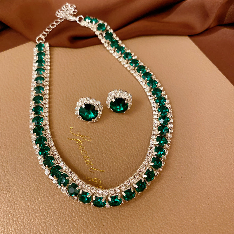 銀針中古vintage綠色鑲鑽蝴蝶珍珠耳環氣質耳墜復古高級感耳飾女