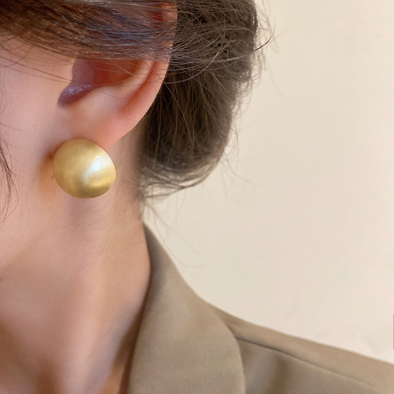 銀針歐美輕奢金屬風拉絲方形愛心耳環女網紅個性幾何耳釘時尚耳飾