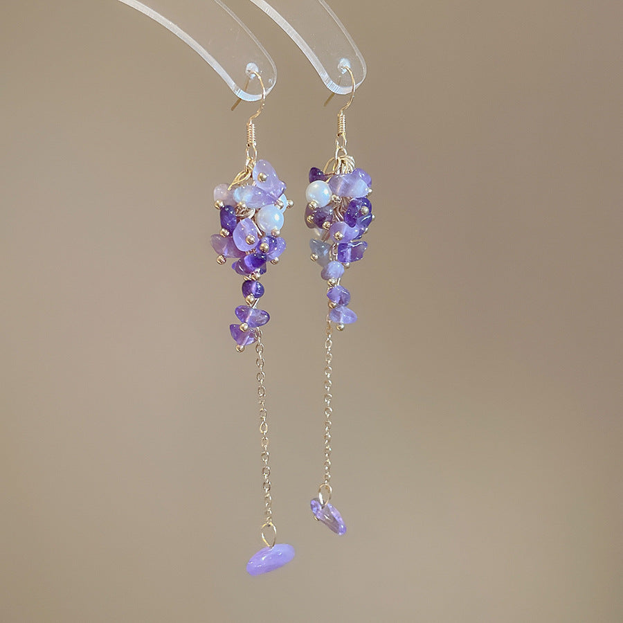 銀針熱銷鑲鑽鋯石水滴蝴蝶流蘇耳環輕奢高級感耳釘耳飾設計感小衆