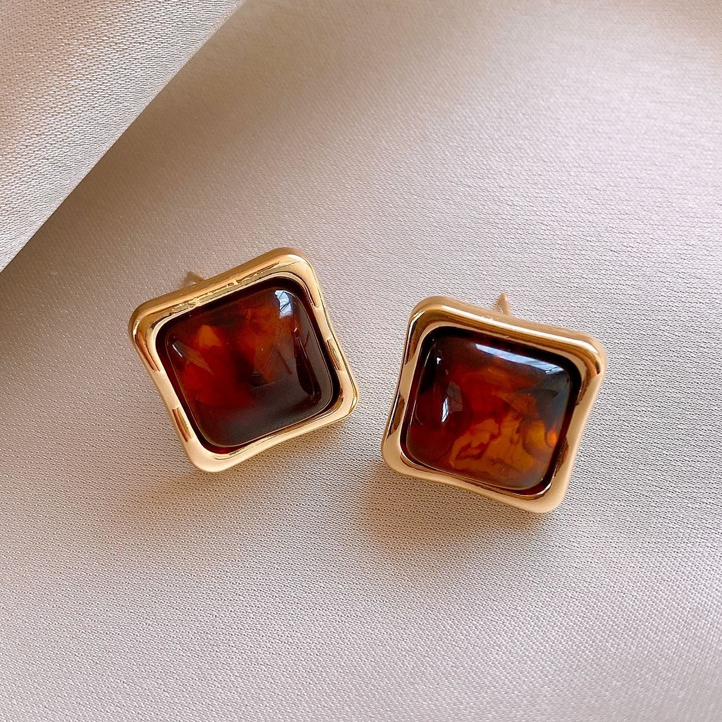 銀針復古美拉德幾何方形耳環輕奢高級感耳釘女時尚耳飾設計感小衆