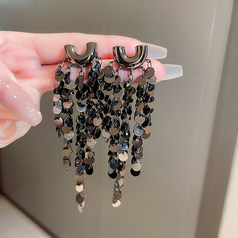 銀針歐美跨境專供花朵珍珠流蘇耳環氣質個性耳釘誇張高級感耳飾女