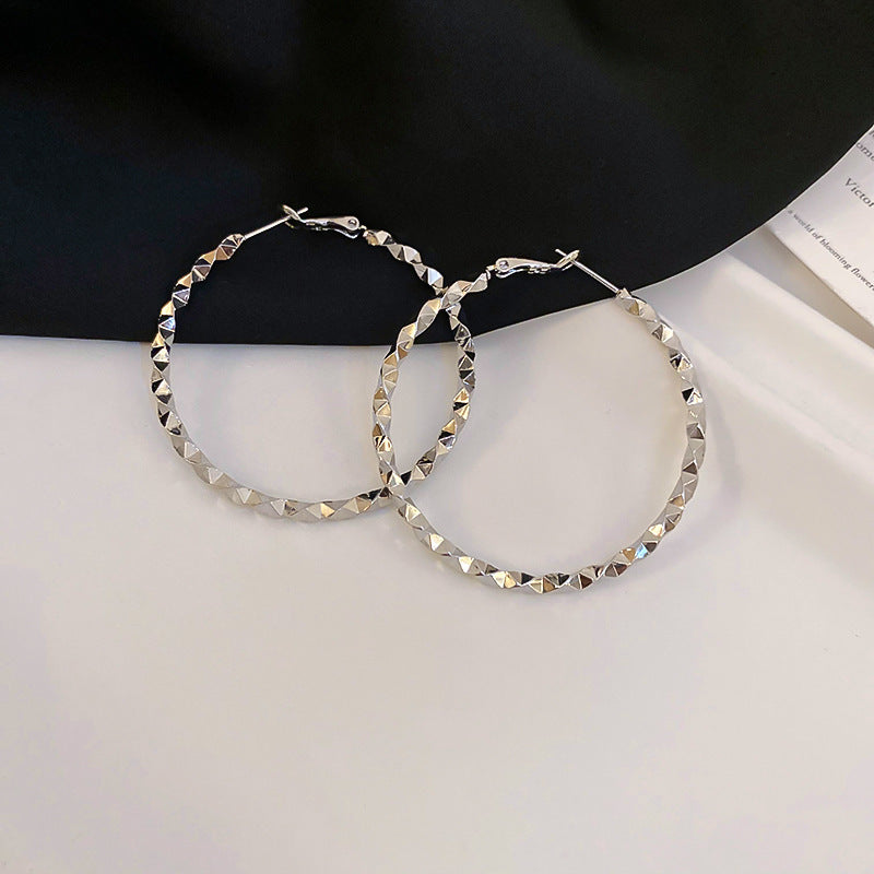 銀針圓圈銀色耳環輕奢高級感耳釘女冷淡風時尚百搭耳飾設計感小衆