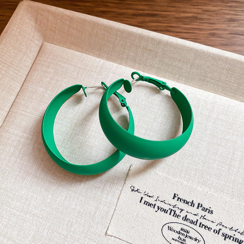 銀針多巴胺彩色耳圈甜美小清新簡約個性耳環設計感小衆歐美耳飾女