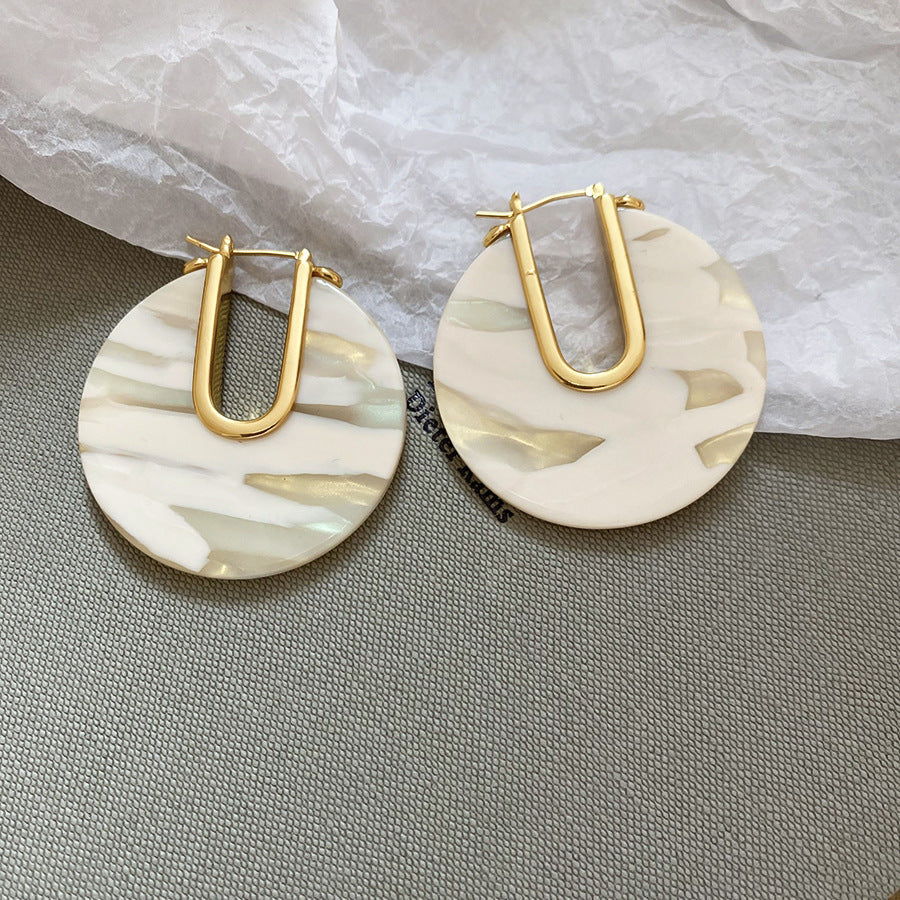 銀針樹脂暈染花朵耳環輕奢高級感耳釘復古時尚百搭耳飾設計感小衆