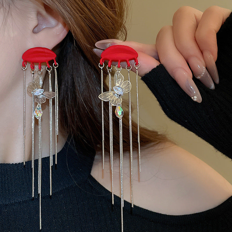 銀針超仙珍珠花朵流蘇耳環氣質時尚耳釘跨境歐美誇張高級感耳飾女