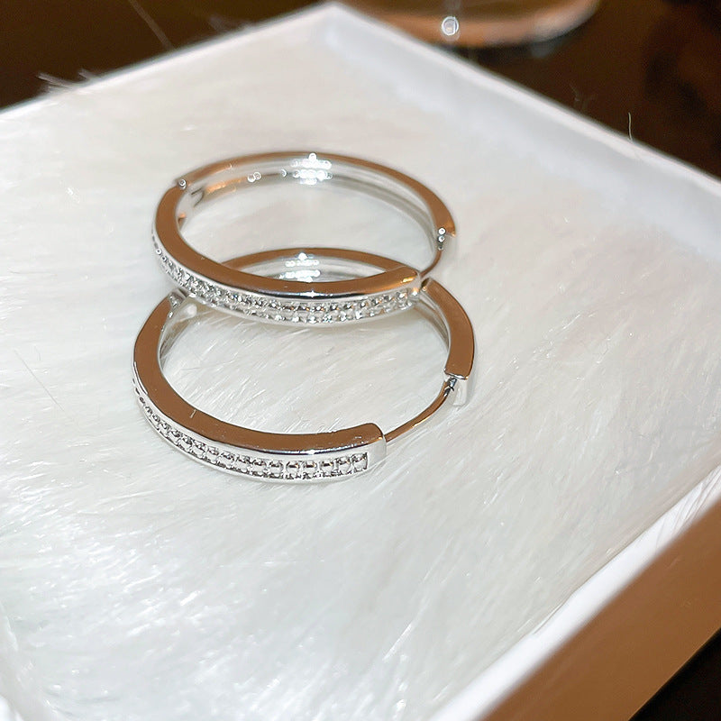 銀針跨境高級感銀色幾何圓珠愛心耳釘小衆個性耳環冷淡風耳飾