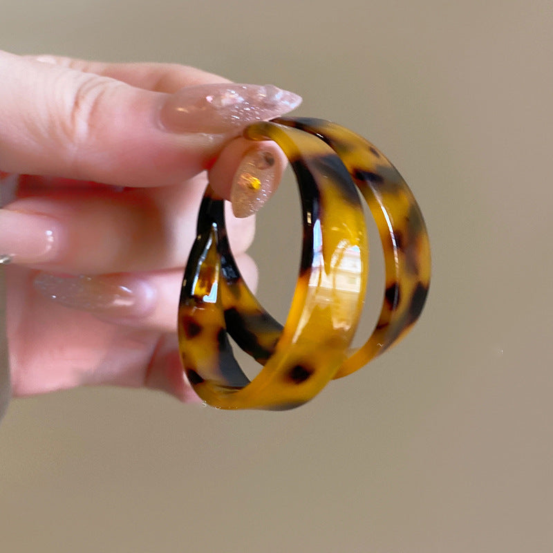 銀針樹脂暈染花朵耳環輕奢高級感耳釘復古時尚百搭耳飾設計感小衆