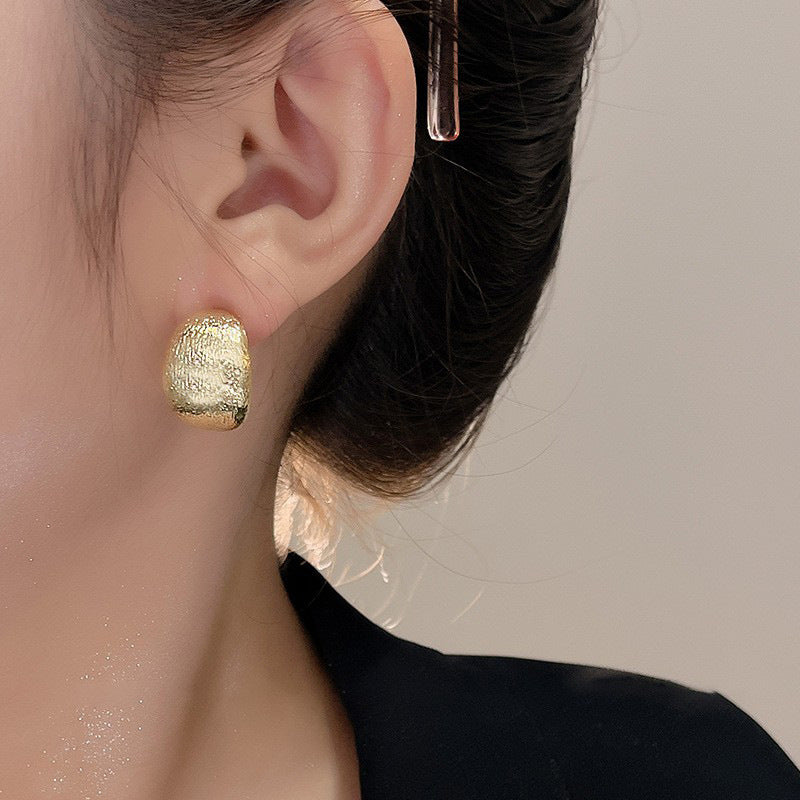 銀針歐美誇張金屬風幾何耳環簡約小衆設計耳釘氣質時尚高級感耳飾