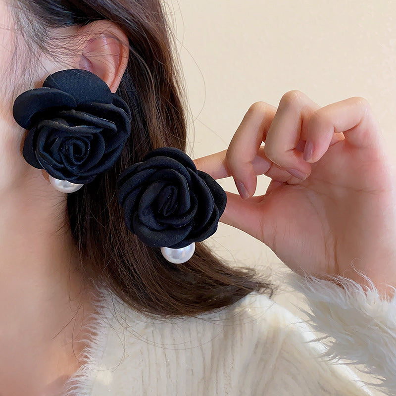 銀針復古花朵愛心字母珍珠耳環法式氣質耳釘輕奢高級感耳飾女