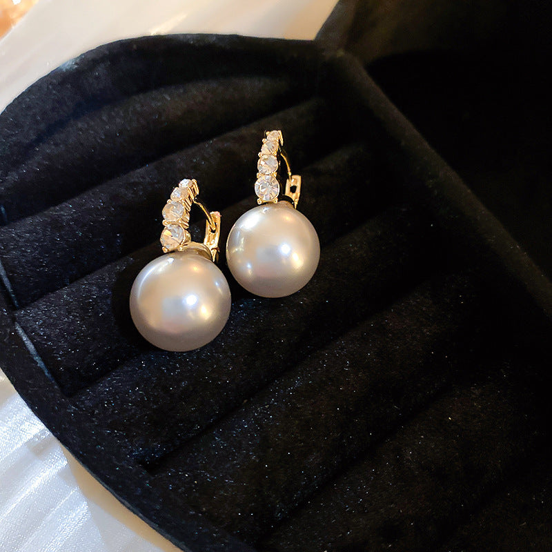 銀針法式復古字母豬鼻子土星珍珠耳環一款兩戴耳釘輕奢高級感耳飾