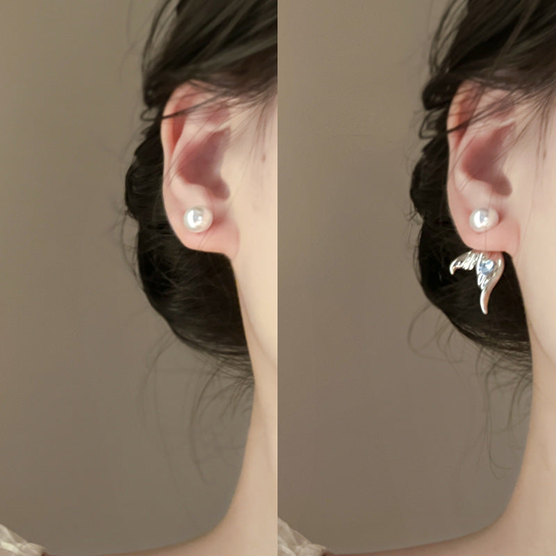 銀針冷淡風透明樹脂水滴花朵珍珠耳環時尚耳釘跨境歐美高級感耳飾