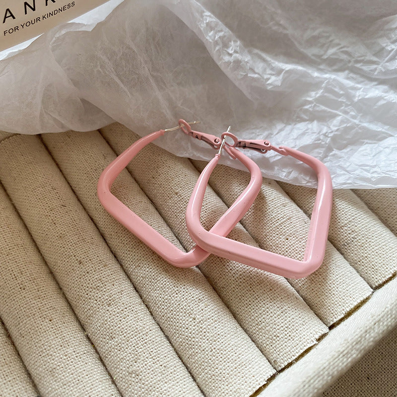 銀針多巴胺彩色耳圈甜美小清新簡約個性耳環設計感小衆歐美耳飾女