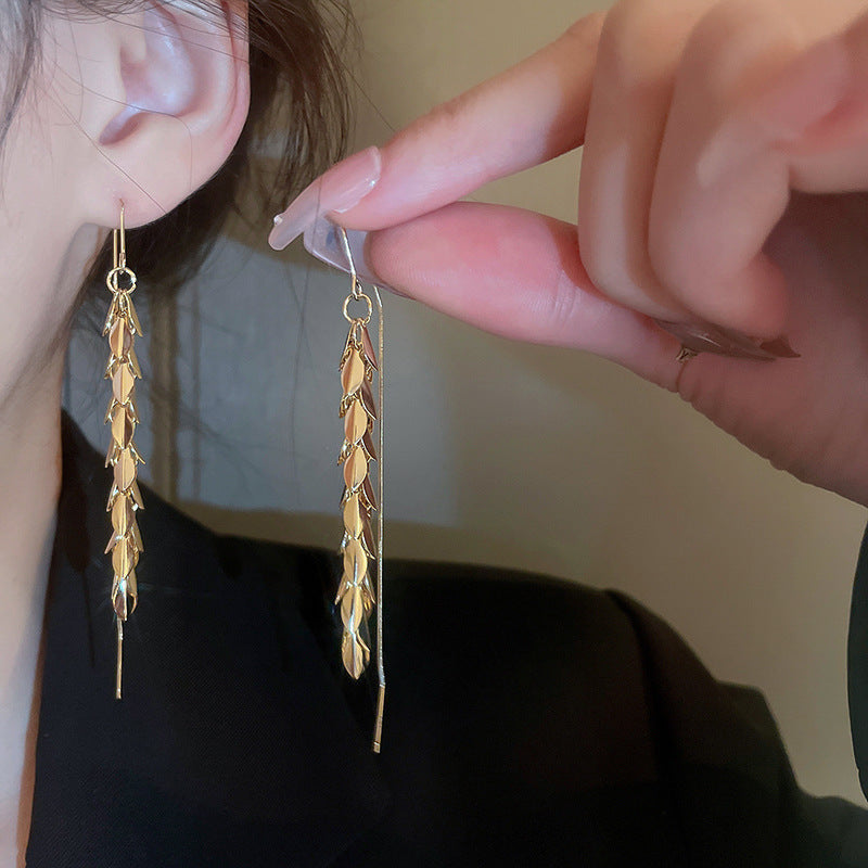 银针欧美跨境花朵几何流苏耳钉时尚金属风耳环轻奢高级感耳饰