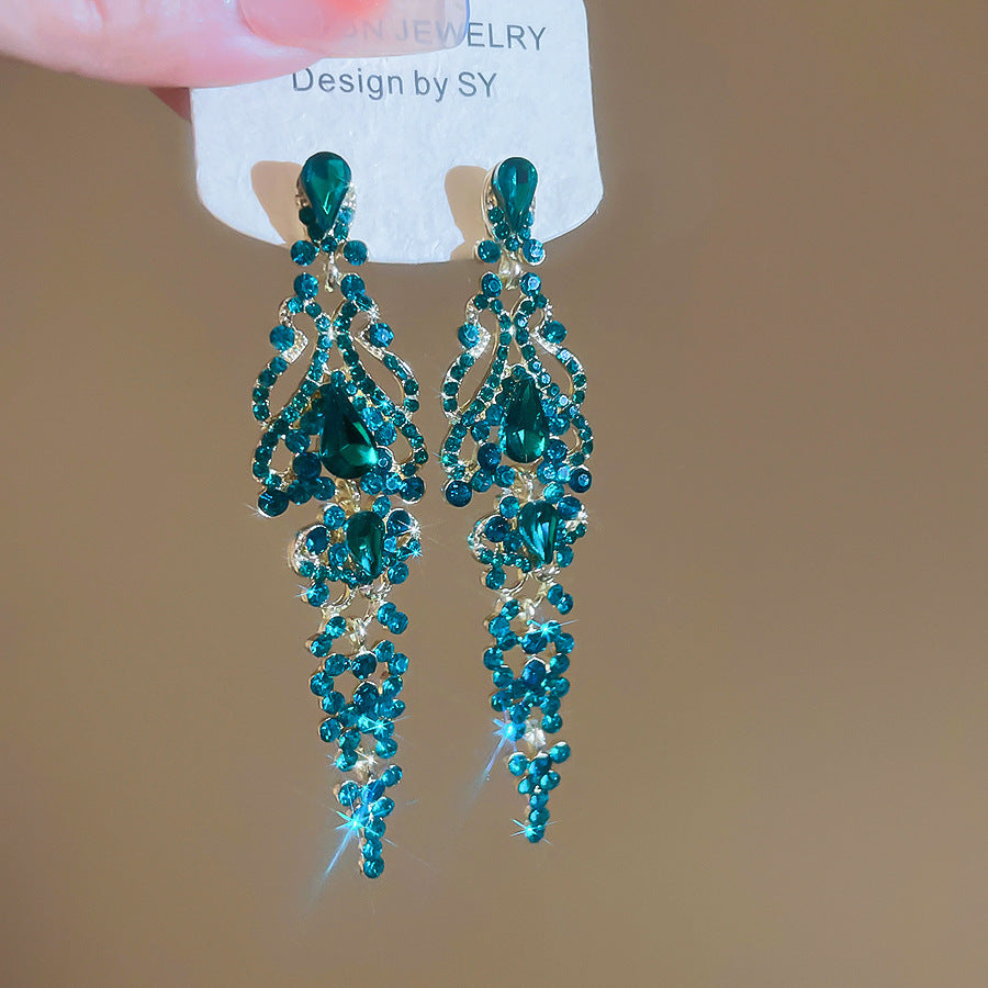 銀針熱銷鑲鑽鋯石水滴蝴蝶流蘇耳環輕奢高級感耳釘耳飾設計感小衆