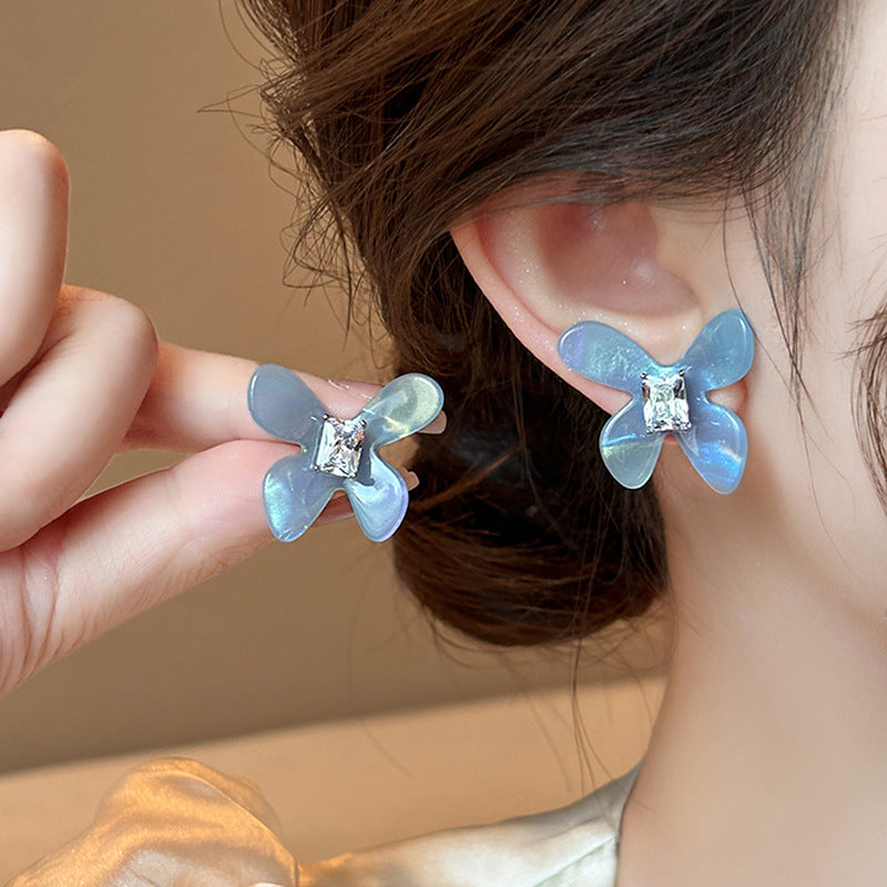 莫奈花園油畫風愛心花朵珍珠耳環時尚氣質耳釘法式甜美小清新耳飾