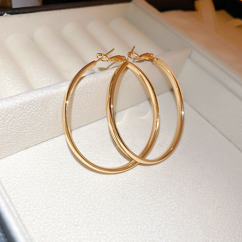 銀針歐美冷淡風鑲鑽愛心圓圈耳圈小衆簡約誇張耳環百搭高級感耳飾